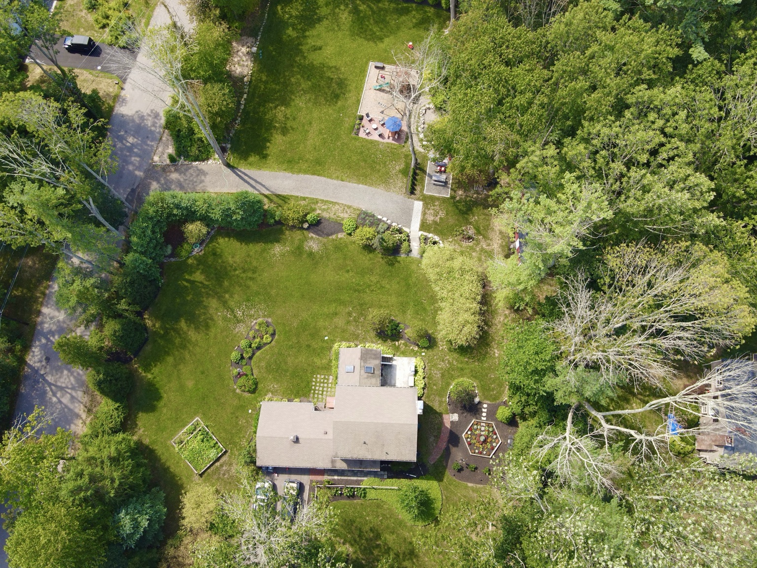 Top-down aerial view of a residential property
